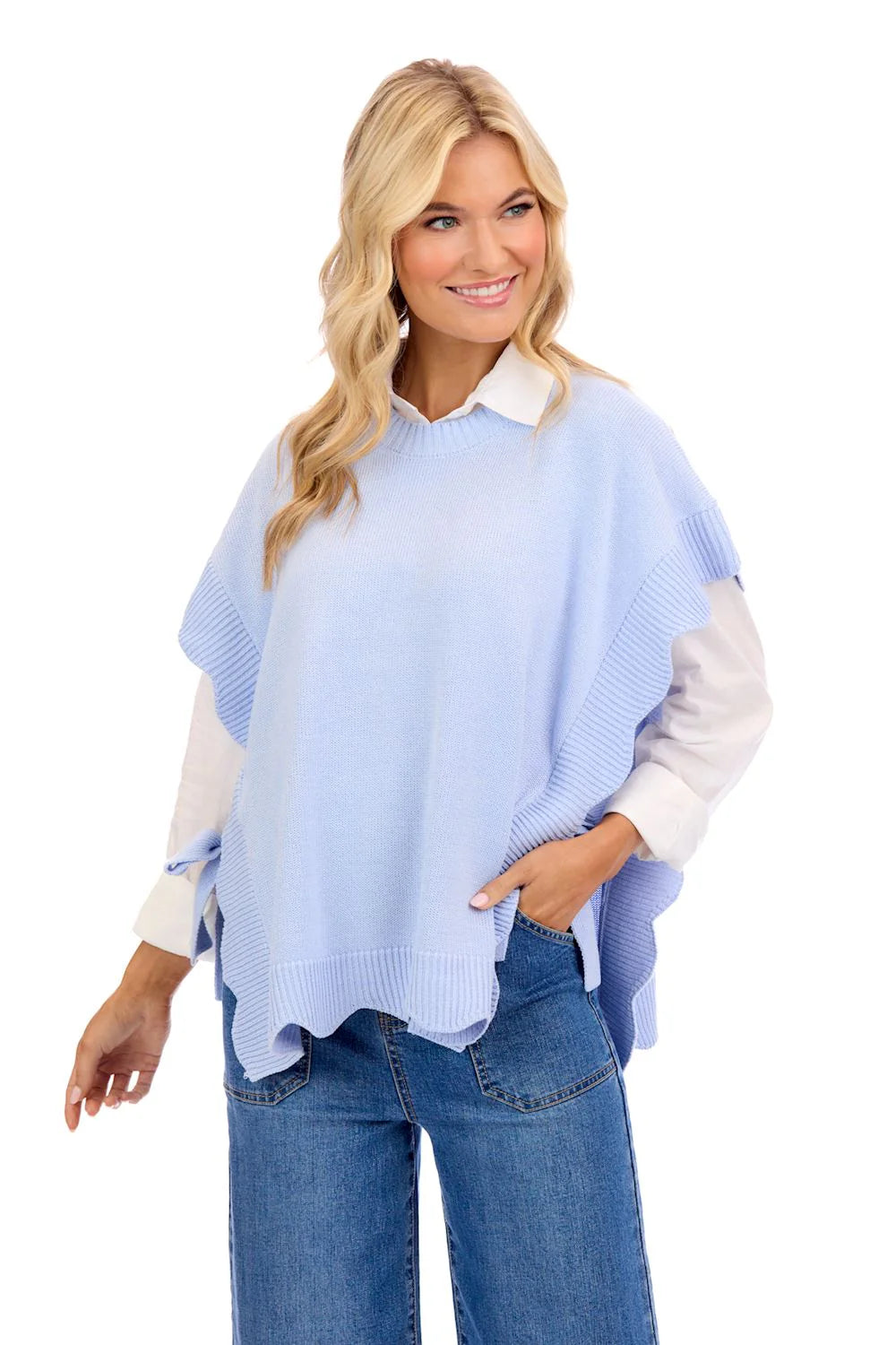 Rigsby Scallop Sweater-Blue