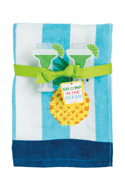 Blue Beach Towel & Clip Set- Blue