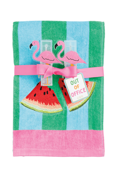 Green Beach Towel & Clip Set