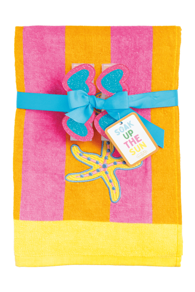 Orange Beach Towel & Clip Set