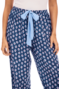 Navy Floral Block Print Pajama Pants