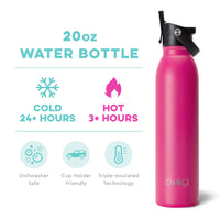 Hot Pink Flip + Sip Water Bottle (20oz)