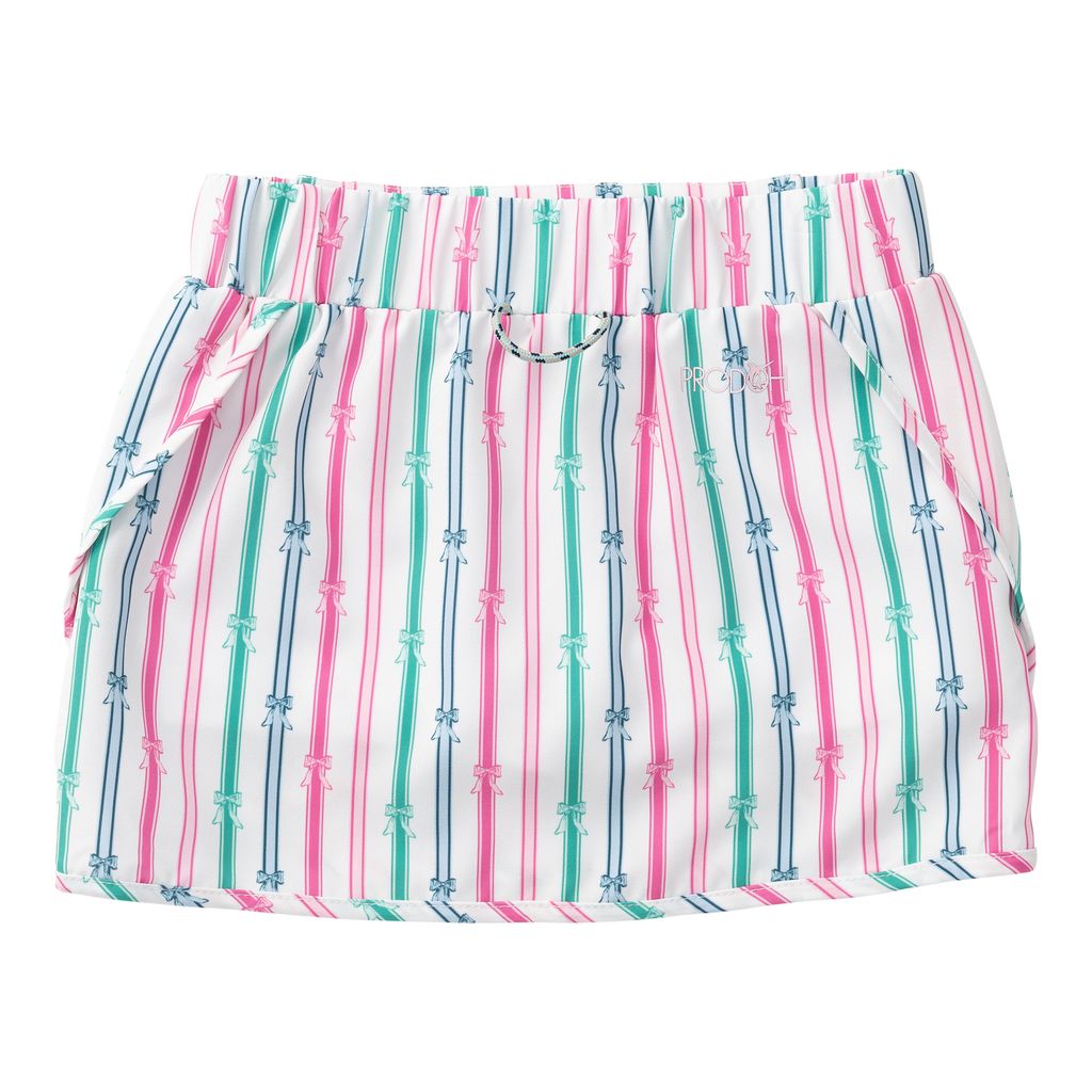 Girls Carolina Catch Skort-Bow Stripe