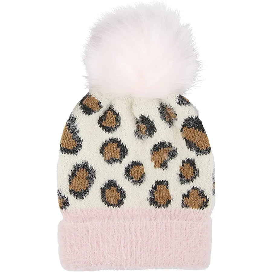Fuzzy Leopard Hat - Ivory