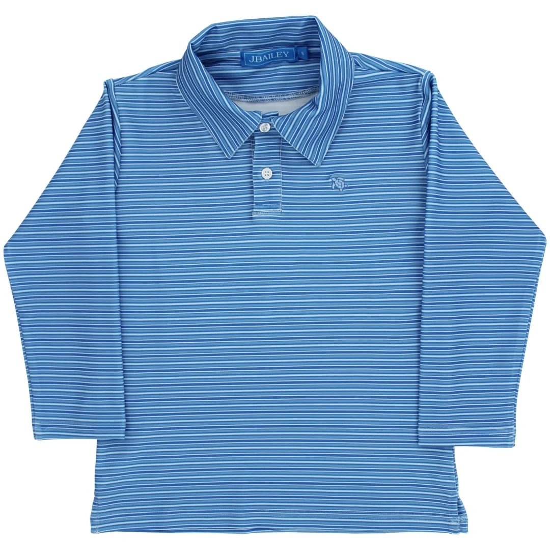 Performance Harry Long Sleeve Polo - Atlantic Blue