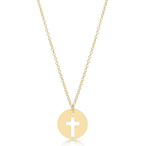 16" Necklace Gold  - Blessed Gold Disc