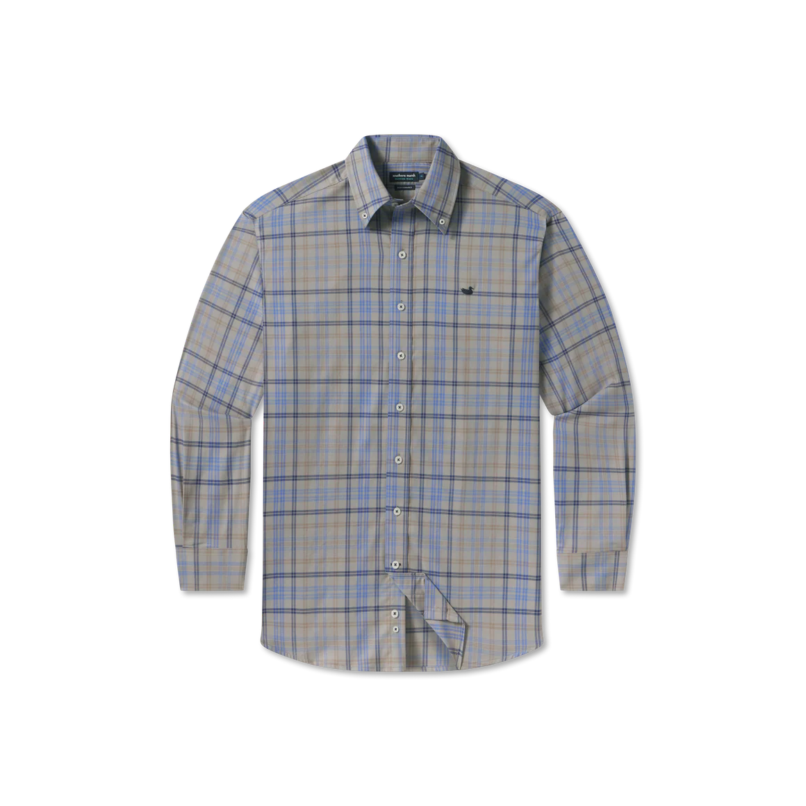 Barnstable Lines Performance Dress Shirt- Light Gray & Royal Blue