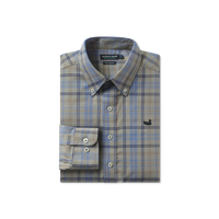 Barnstable Lines Performance Dress Shirt- Light Gray & Royal Blue