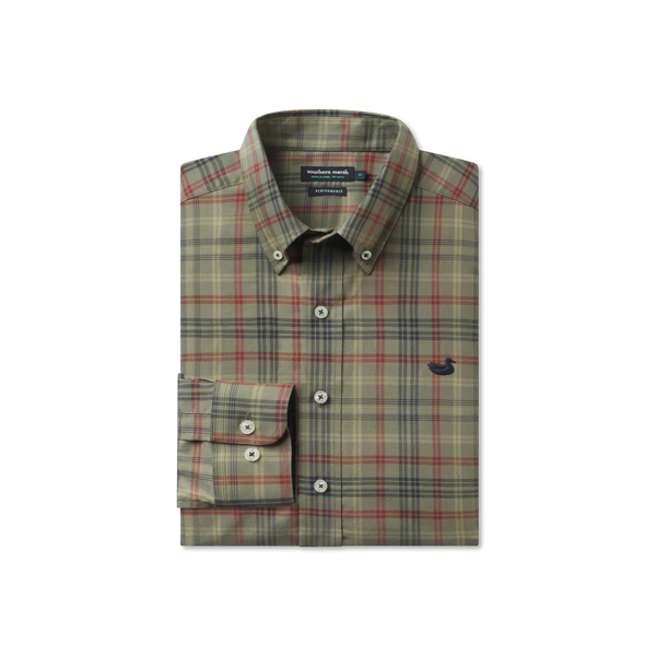 Barnstable Lines Performance Dress Shirt-Sage and Navy
