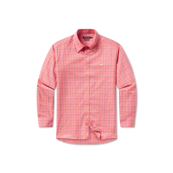 Chatham Lines Performance Dress Shirt - Coral & Slate