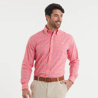 Chatham Lines Performance Dress Shirt - Coral & Slate