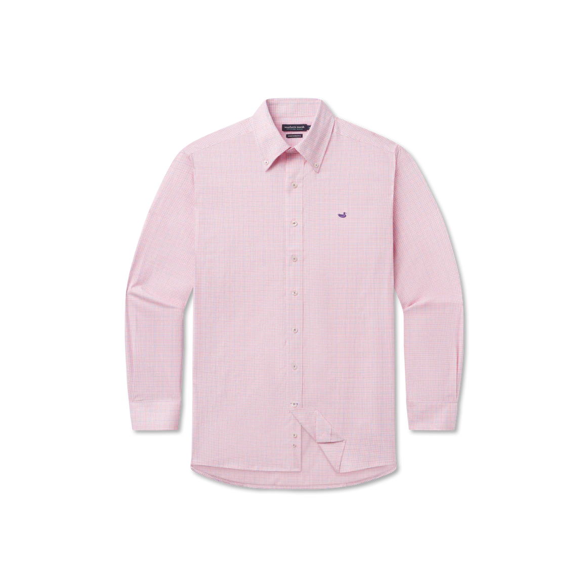 Dyer Performance Gingham Dress Shirt- Camelia and Wharf Purple