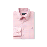 Dyer Performance Gingham Dress Shirt- Camelia and Wharf Purple
