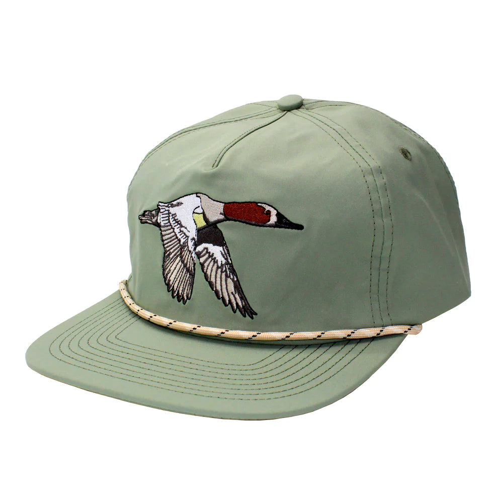 Canvas Back Flat Brim Hat- Olive