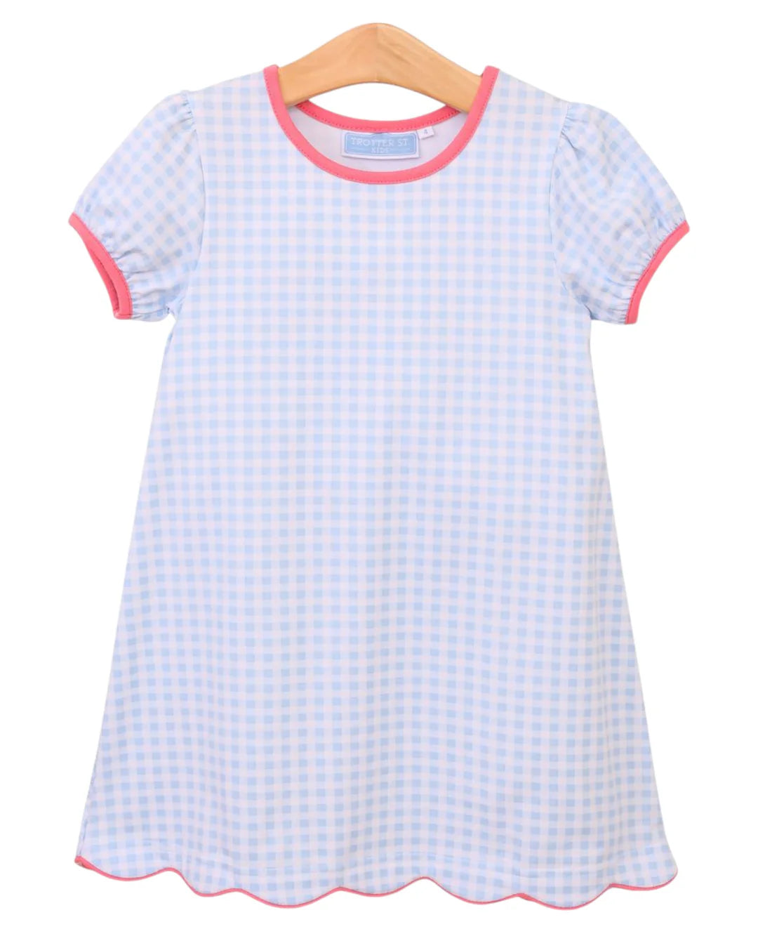 Cecilia Dress - Light Blue Gingham / Pink