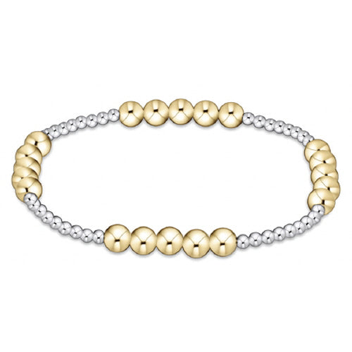 Classic Blissful Pattern Bead Bracelet - 5mm Mixed Metal