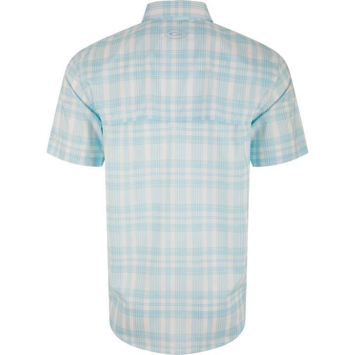 Frat Faded Plaid Button-Down Short Sleeve Shirt- Baltic Sea