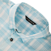 Frat Faded Plaid Button-Down Short Sleeve Shirt- Baltic Sea