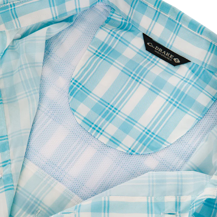 Frat Faded Plaid Button-Down Short Sleeve Shirt- Baltic Sea