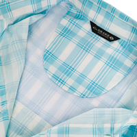 Frat Faded Plaid Button-Down Short Sleeve Shirt- Baltic Sea