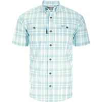 Frat Faded Plaid Button-Down Short Sleeve Shirt- Baltic Sea