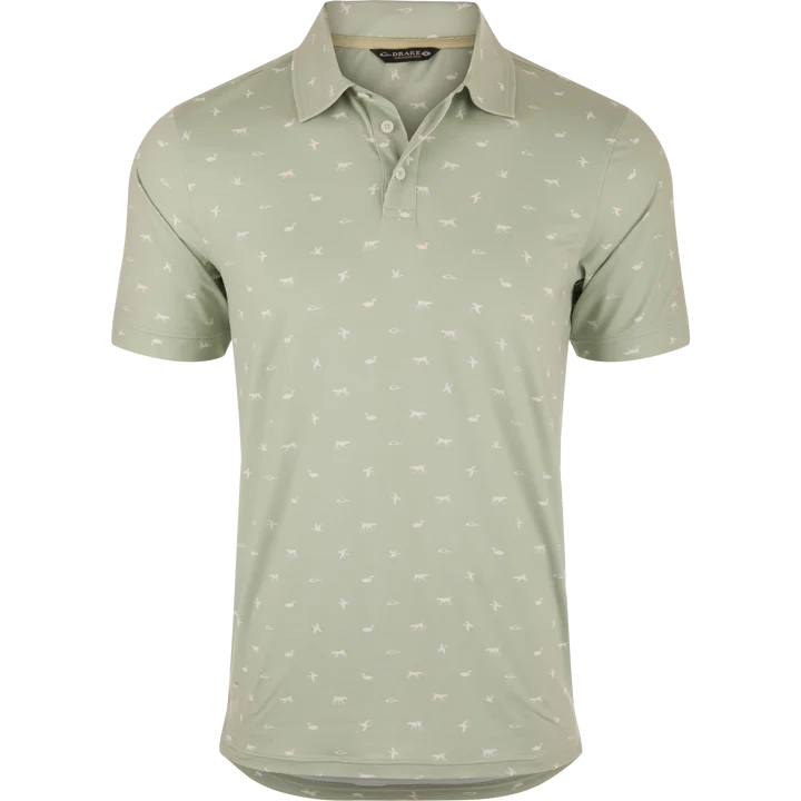 Performance Print Polo Shirt - Desert Sage