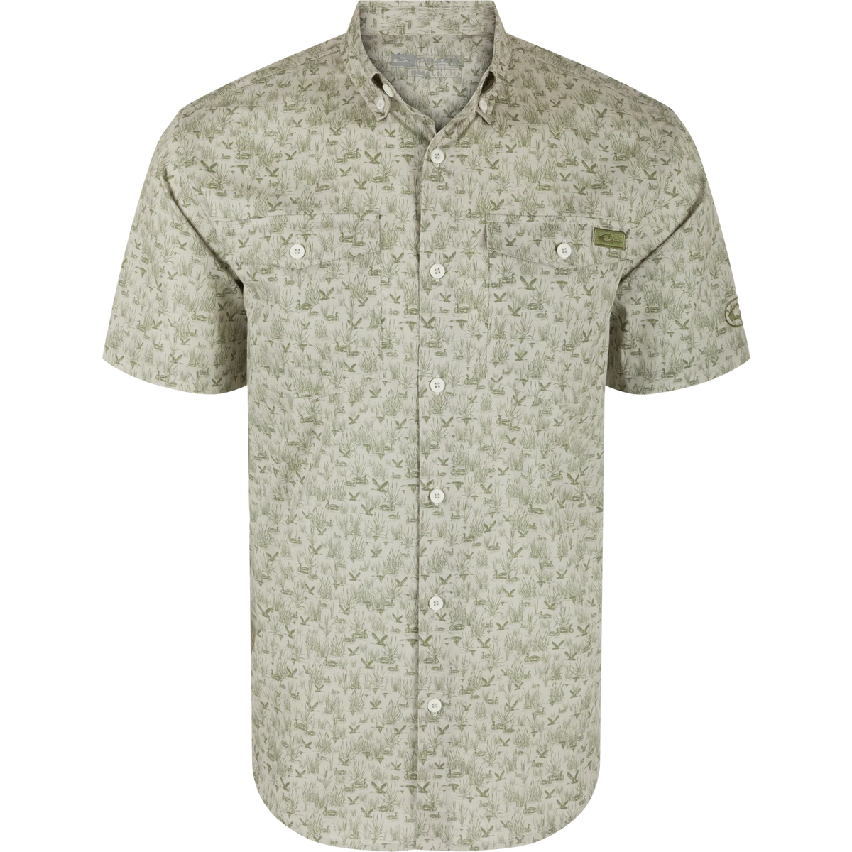 Cotton Marsh Print Short Sleeve Shirt
