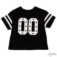 Glitter Double 00 Stars Boxy Tee- Black