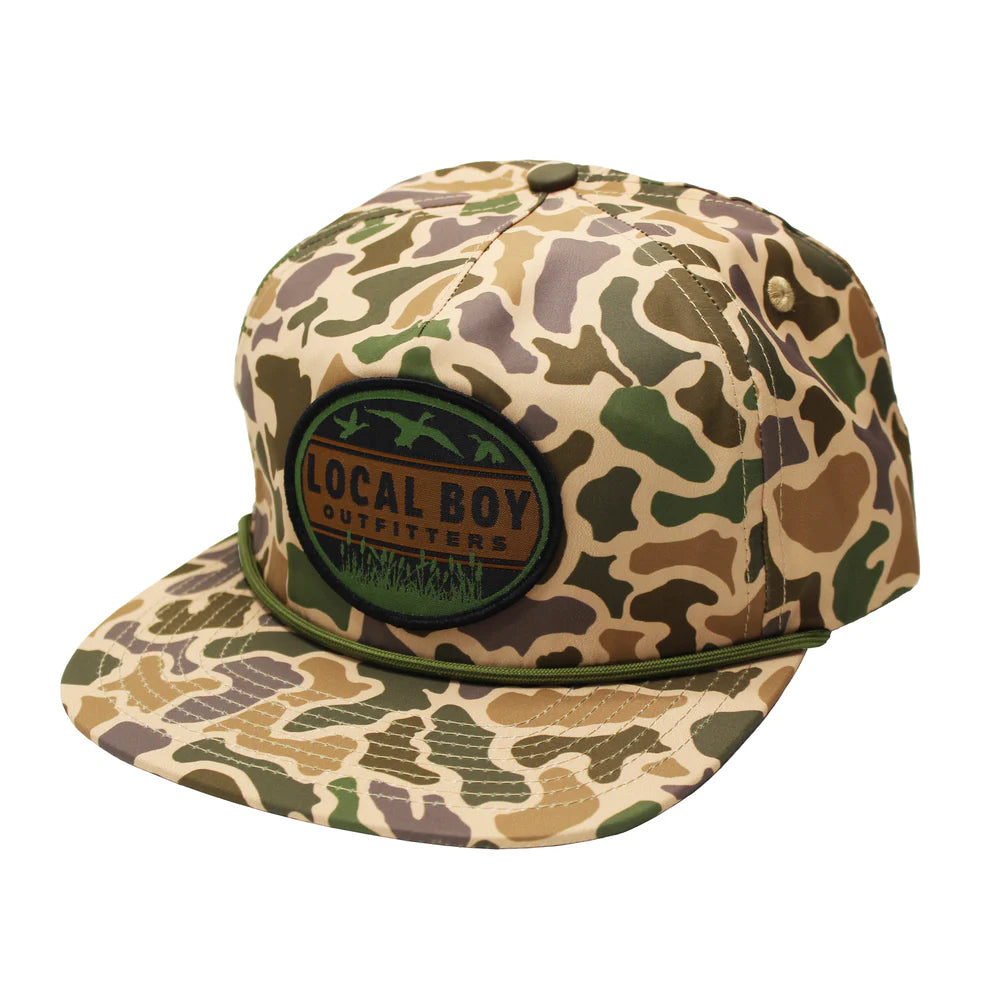 Duck Badge Flat Brim Hat - Old School Camo