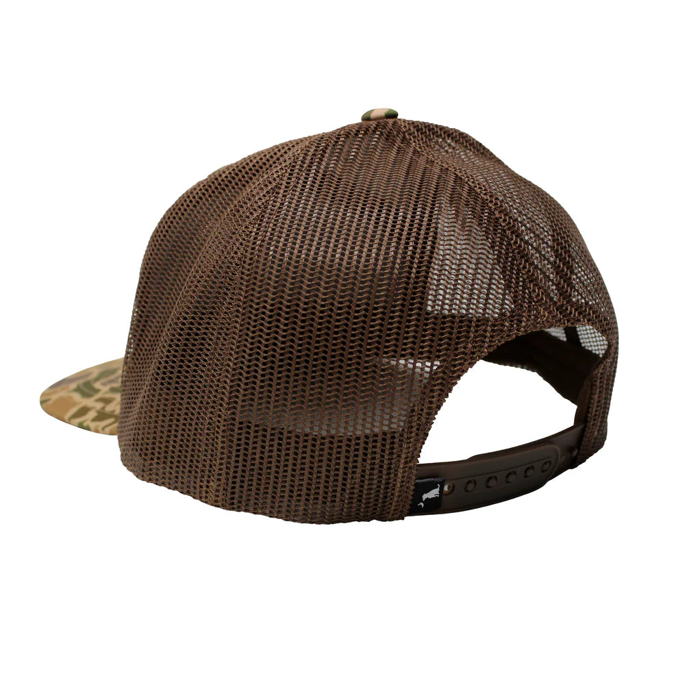 Duck Buckle 7 Panel Hat - Old School Camo