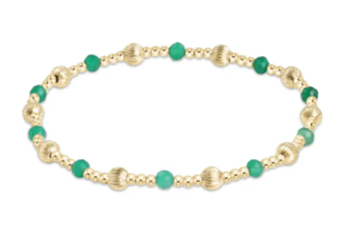 Dignity Sincerity Pattern 4mm Bead Bracelet - Green Onyx