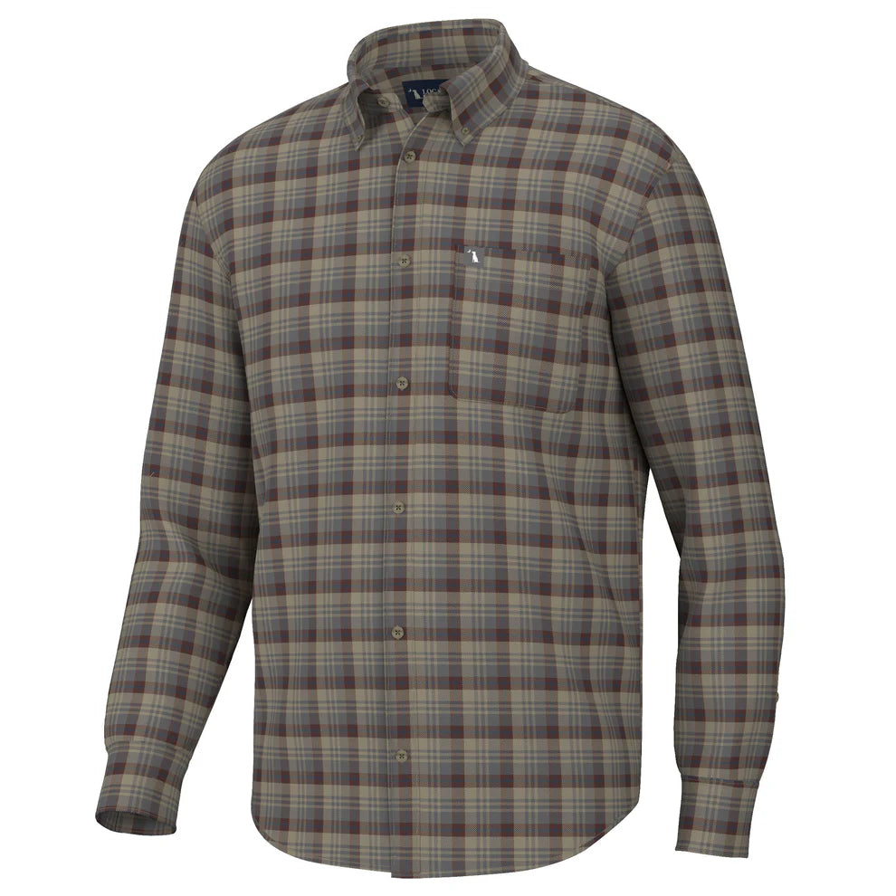 Gardner Stretch Flannel- Tan/Garnet/Navy