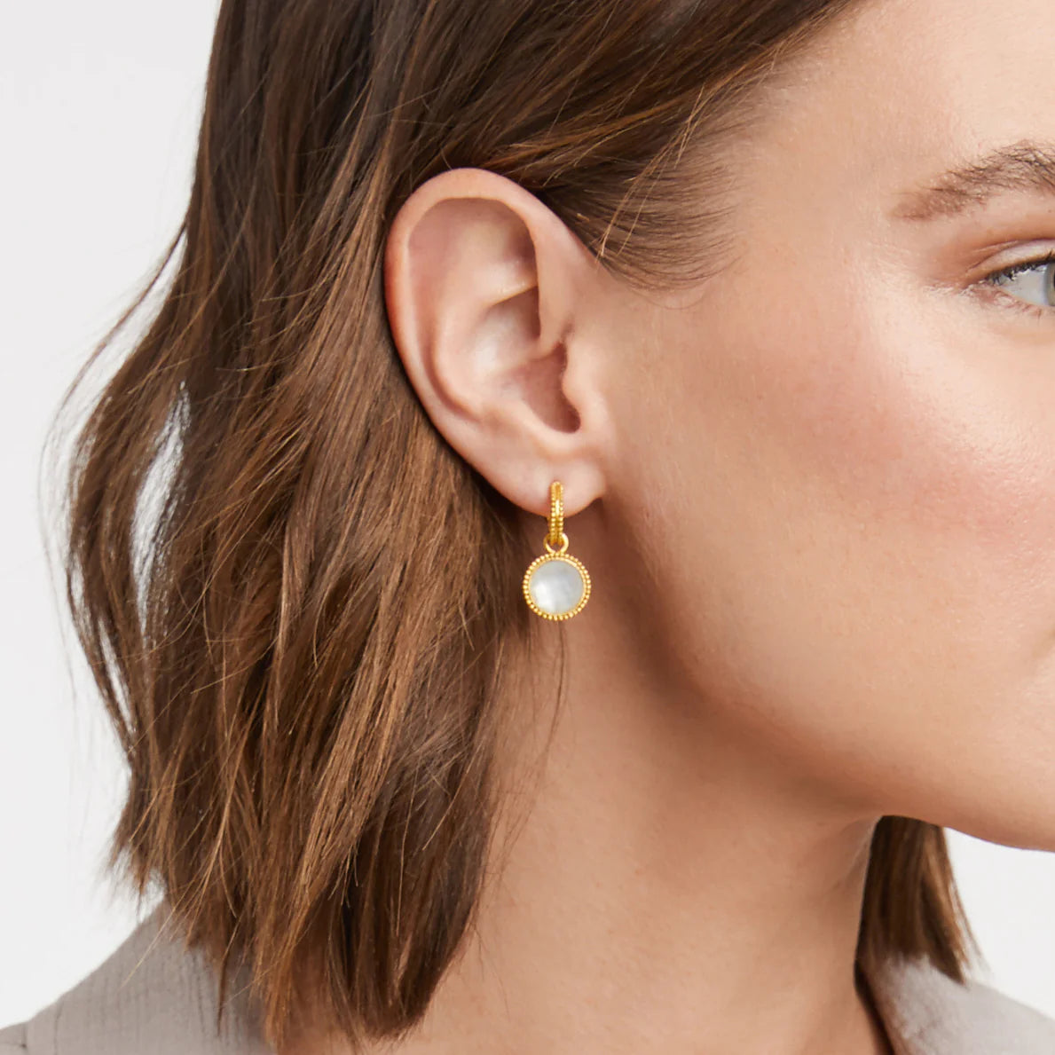 Fleur-de-Lis Hoop & Charm Earring - Iridescent Clear Crystal