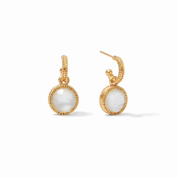 Fleur-de-Lis Hoop & Charm Earring - Iridescent Clear Crystal