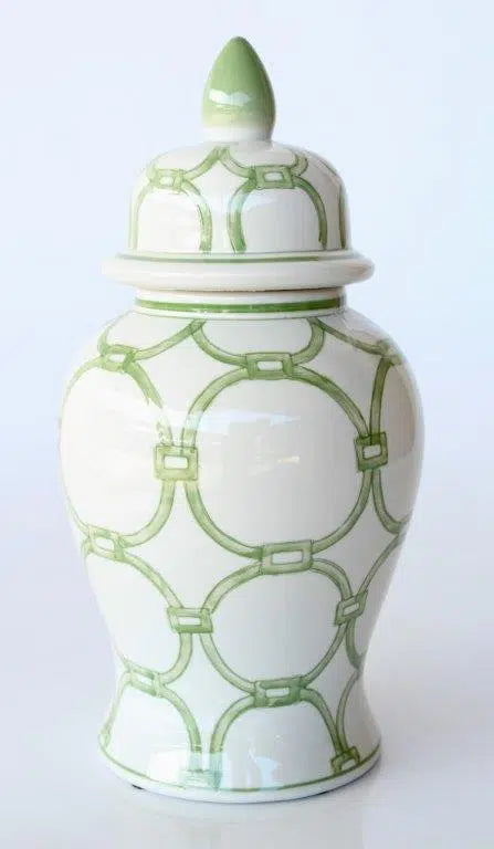 Ginger Jars Geometric Green & White Set