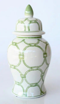 Ginger Jars Geometric Green & White Set