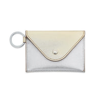 Keychain Wallet : Gold / Silver Leather Envelope Card Case