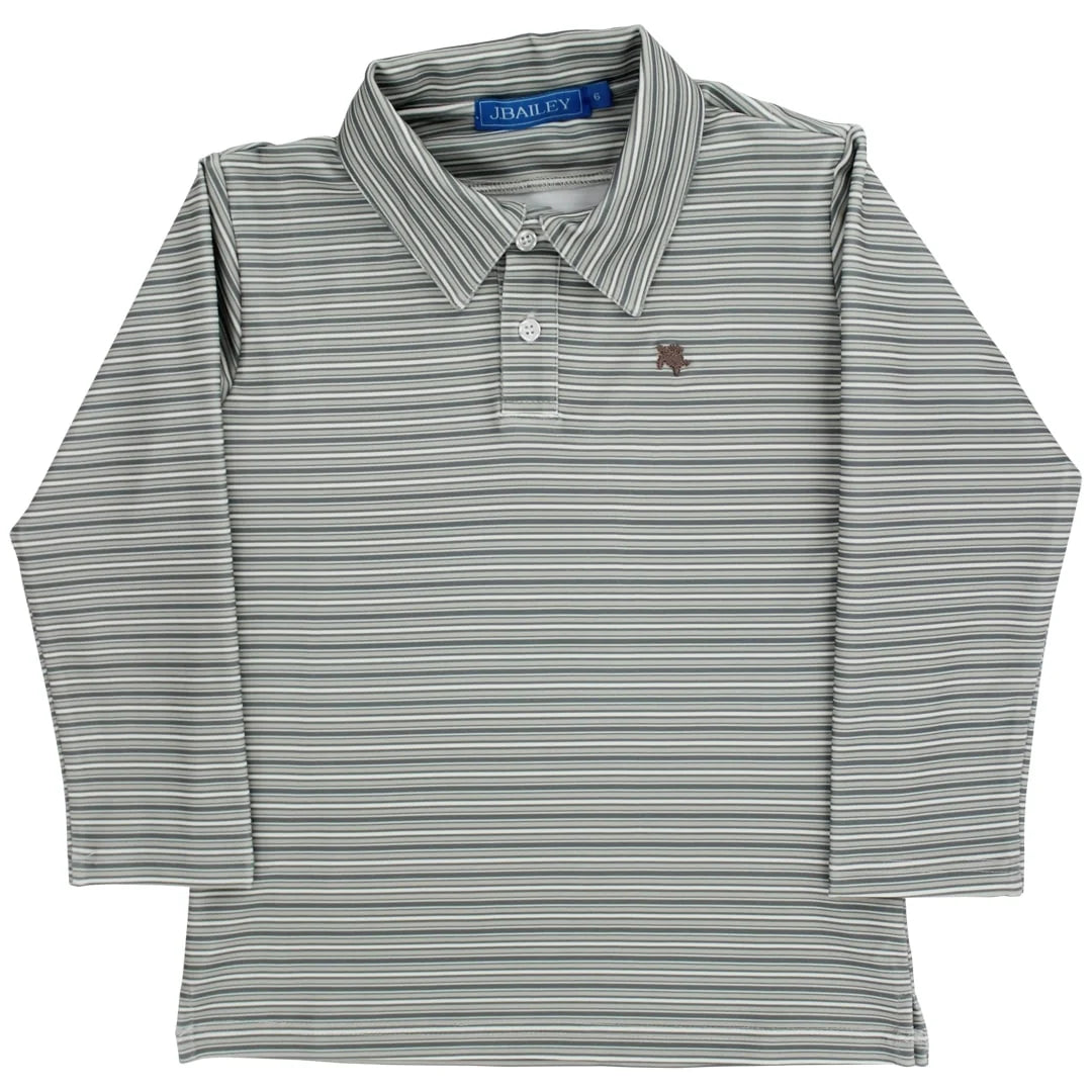 Performance Harry Long Sleeve Polo - Grey Stripe