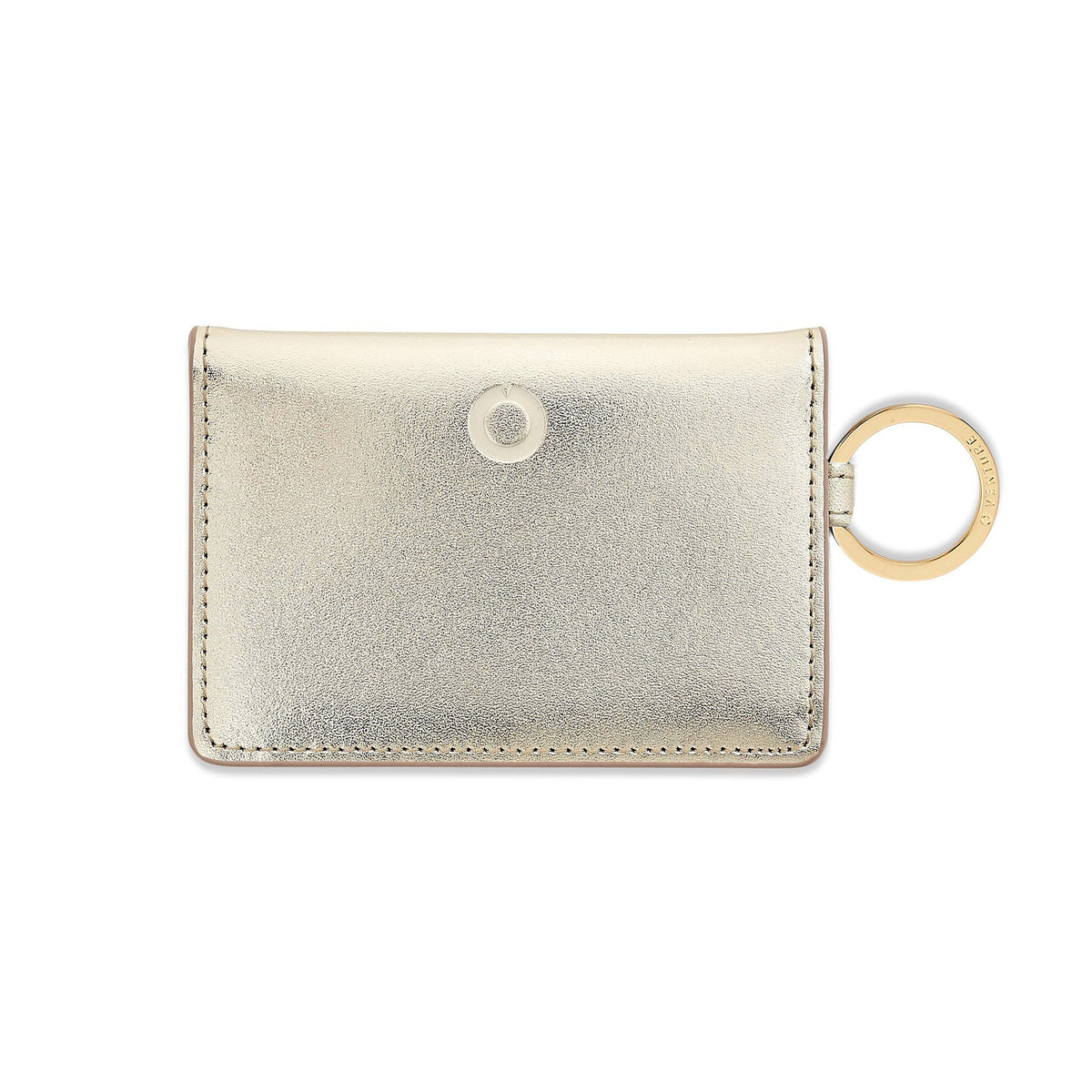 Keychain Wallet - Gold Leather ID Case