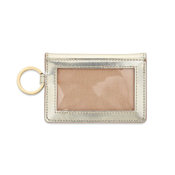 Keychain Wallet - Gold Leather ID Case