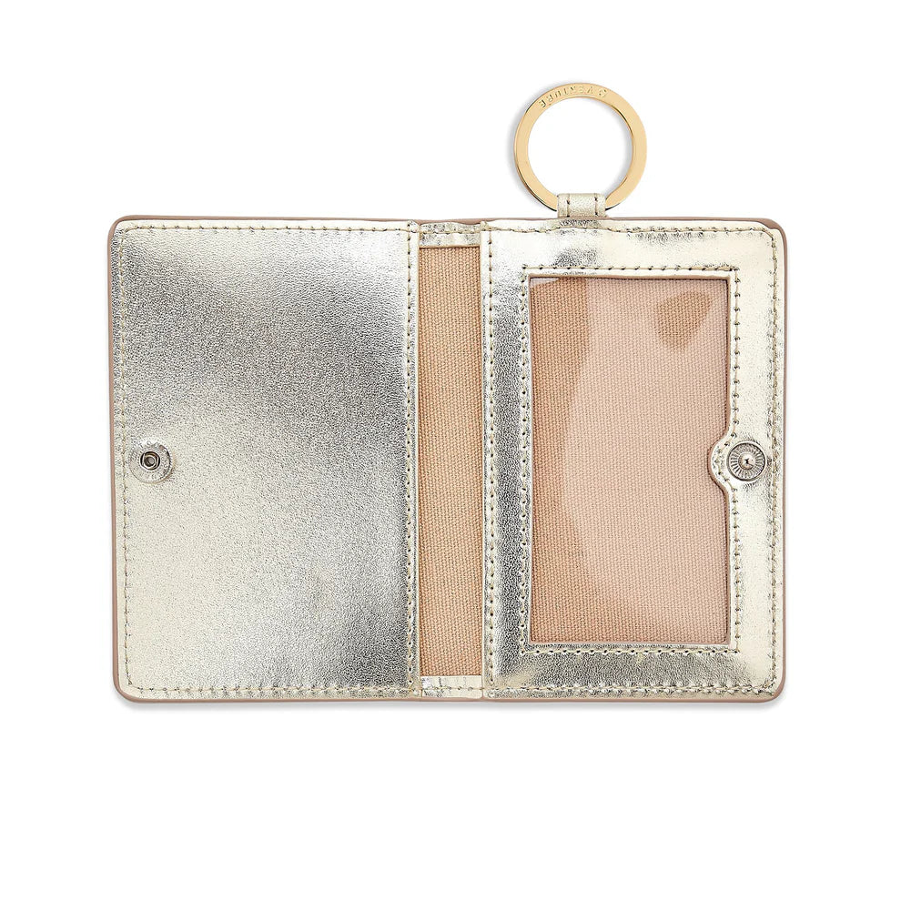 Keychain Wallet - Gold Leather ID Case