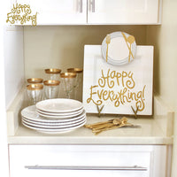 Happy Everything White Stripe Big Platter