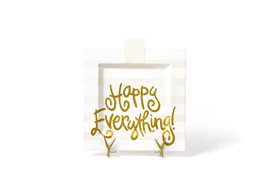 Happy Everything White Stripe Big Platter