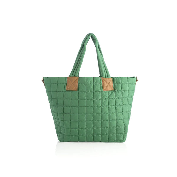 Ezra Quilted Nylon Travel Tote- Green