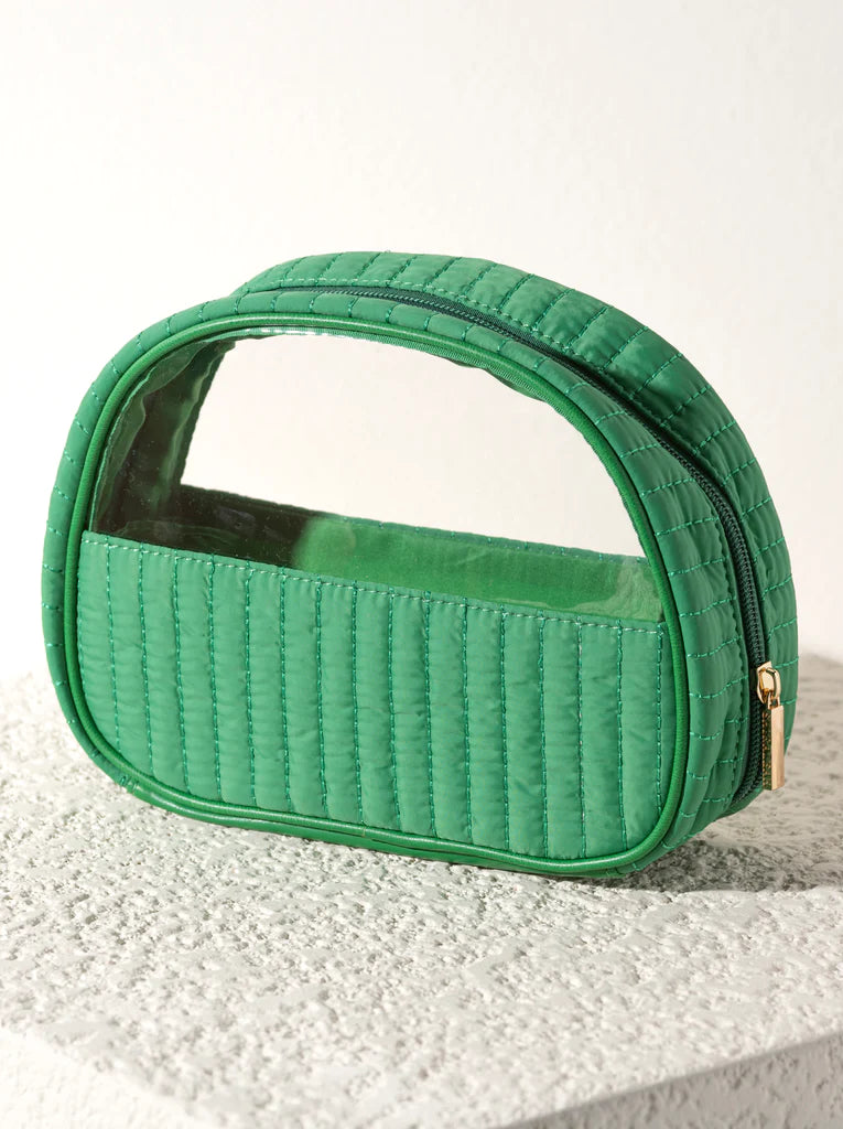 Ezra Quilted Nylon Half-moon Cosmetic Pouch- Green