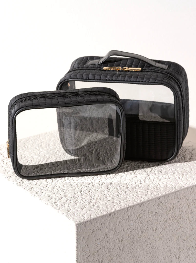 Ezra Set of 2 Clear Cosmetic Cases- Black