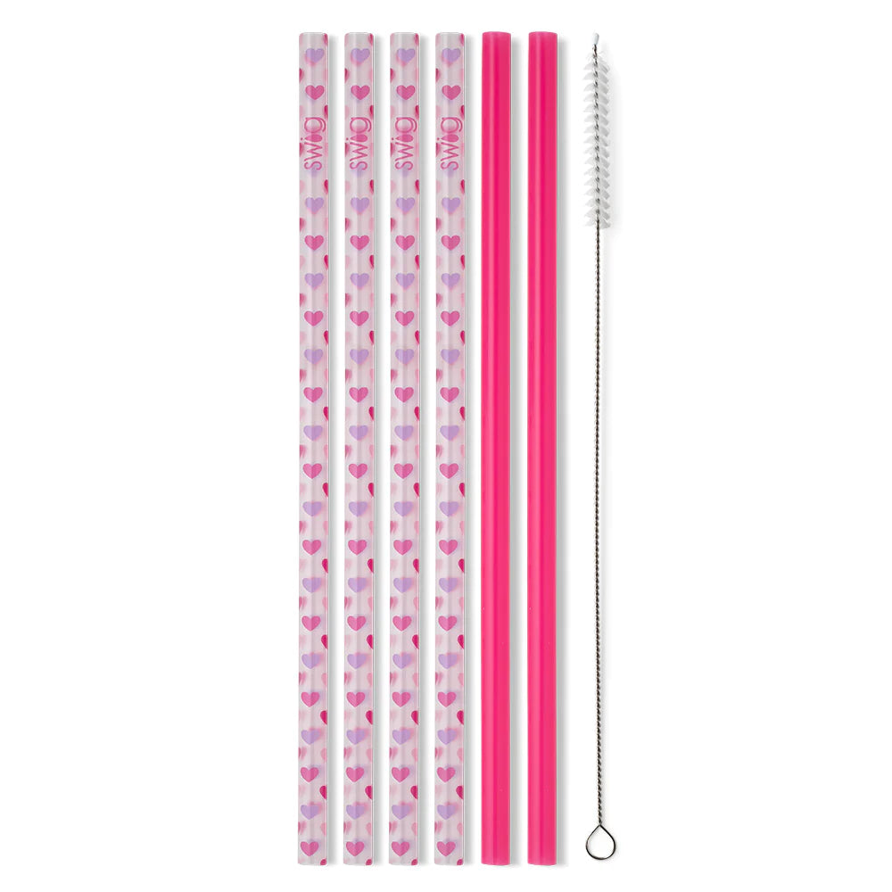 Swig Falling In Love + Pink Reusable Straw Set