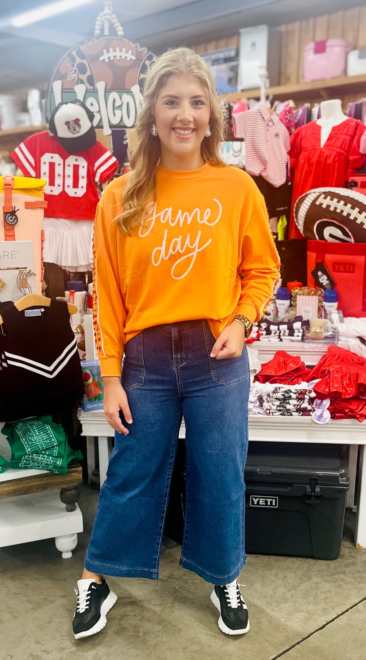 Sarah Game Day Sweatshirt -Orange