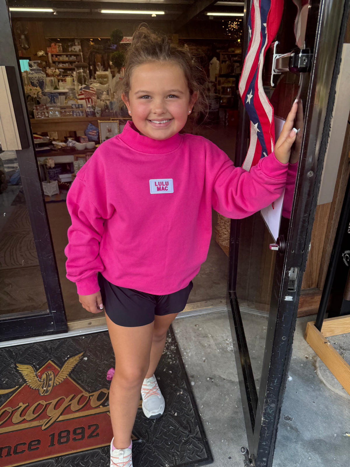 Fuchsia Mock Neck Terry Cloth Sweatshirt
