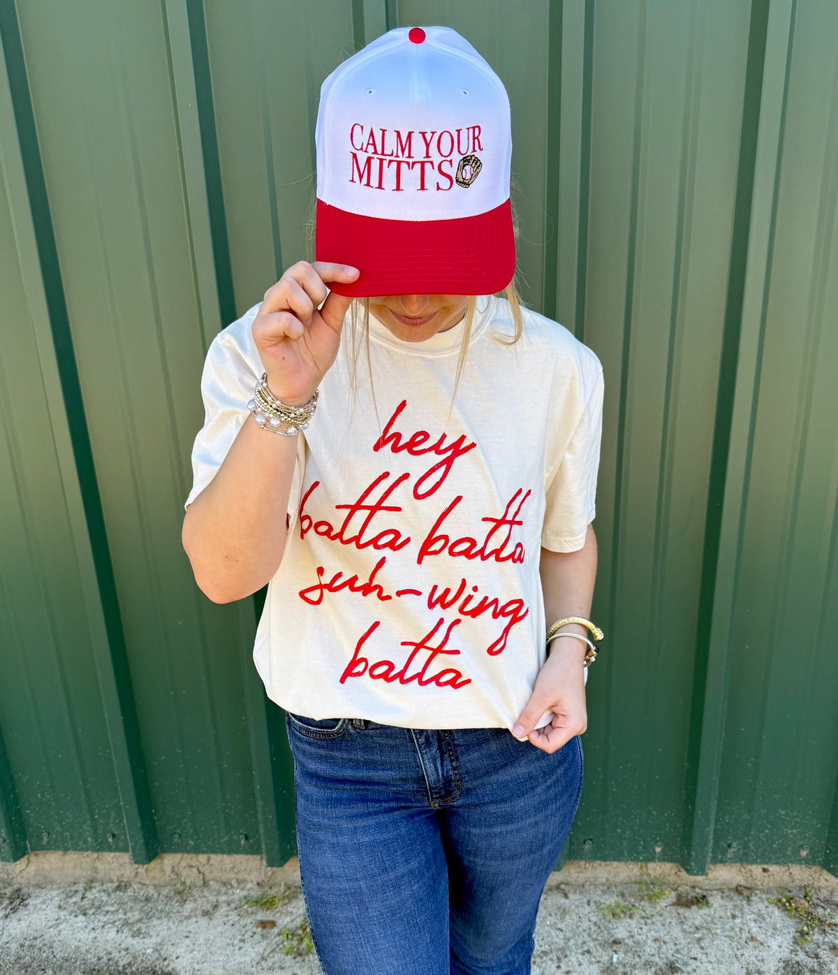 Calm Your Mitts Trucker Hat Red / White